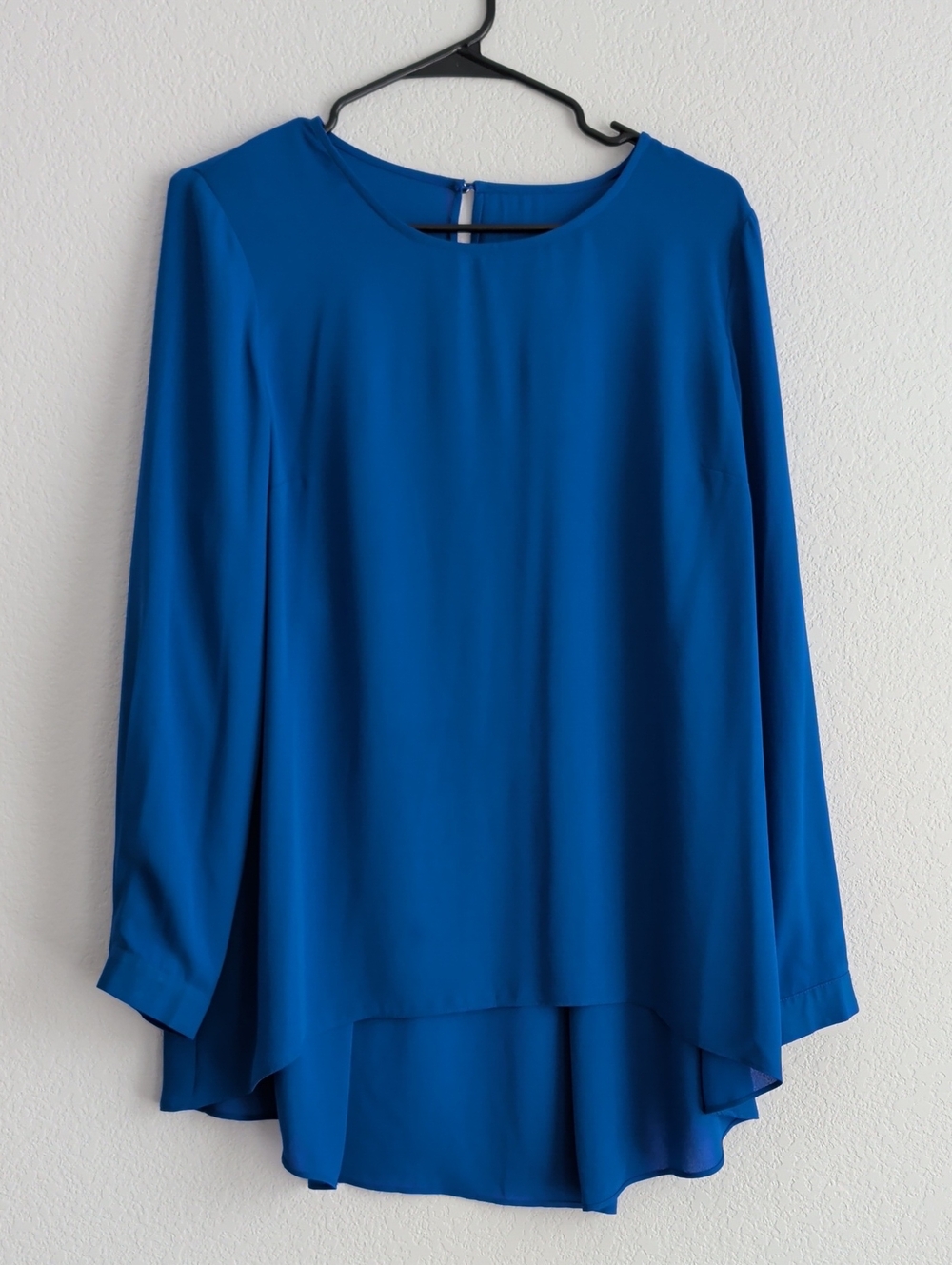 Vince Camuto Royal Blue Long-Sleeve Layered Hem Blouse